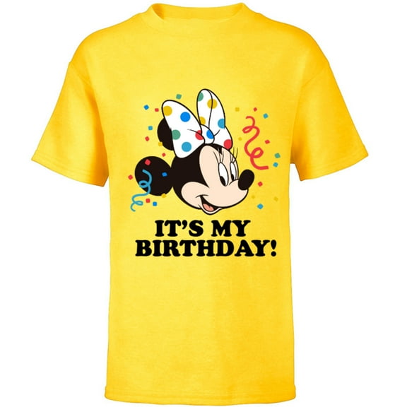 Disney Minnie Mouse "It's My Birthday!" - Short Sleeve T-Shirt for Kids -Customized-Yellow