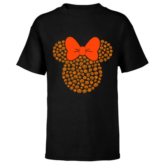 Disney Minnie Mouse Jack-O'-Lanterns Halloween - Short Sleeve T-Shirt for Kids - Customized-Black