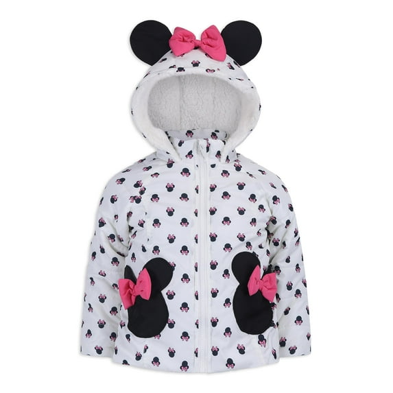 Disney Minnie Mouse Jacket Puffer Coat with Ears (Girls), Sizes 2T-6X