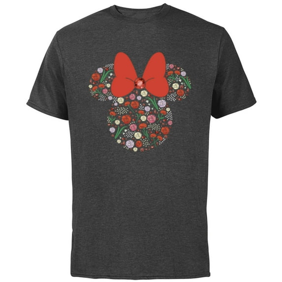 Disney Minnie Mouse January Birth Month Birthstone & Flowers - Short Sleeve Cotton T-Shirt for Adults - Customized-Charcoal