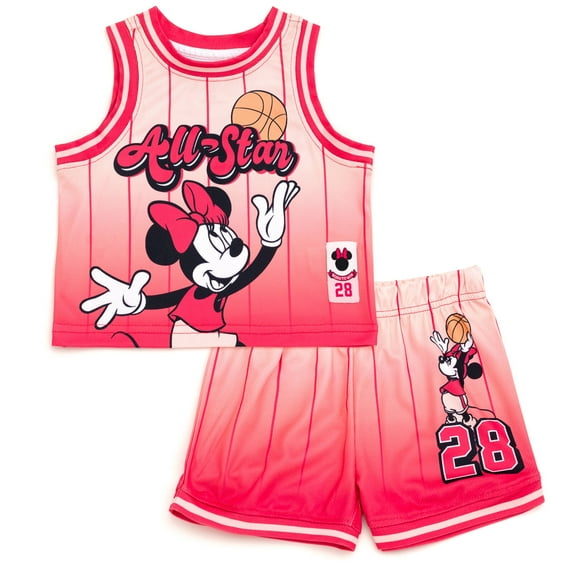Disney Minnie Mouse Jersey Athletic Tank Top and Shorts Outfit Set Toddler to Big Kid