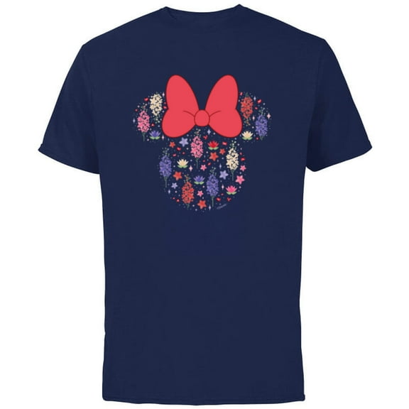 Disney Minnie Mouse July Birth Month Birthstone & Flowers - Short Sleeve Cotton T-Shirt for Adults - Customized-Navy