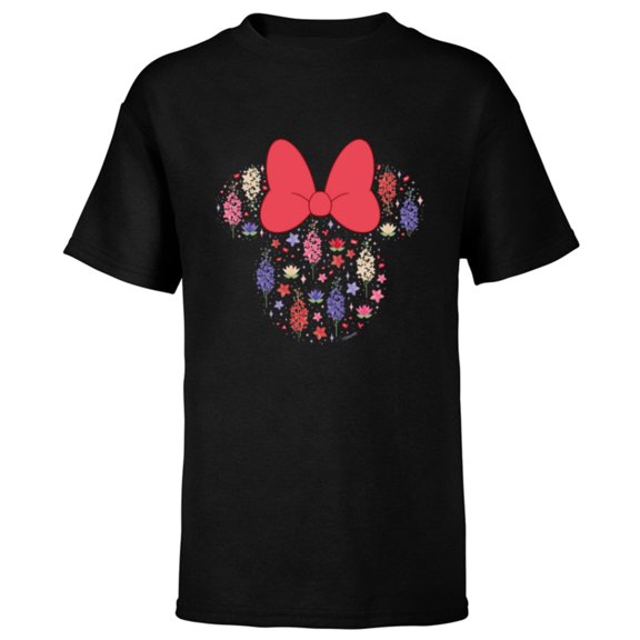 Disney Minnie Mouse July Birth Month Birthstone & Flowers - Short Sleeve T-Shirt for Kids - Customized-Black