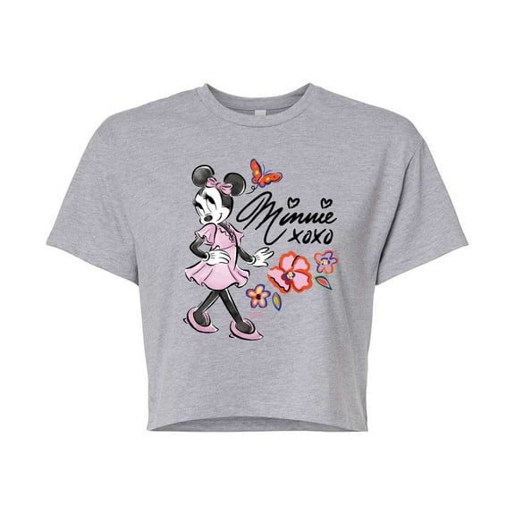 Disney - Minnie Mouse - Juniors Cropped Cotton Blend T-Shirt