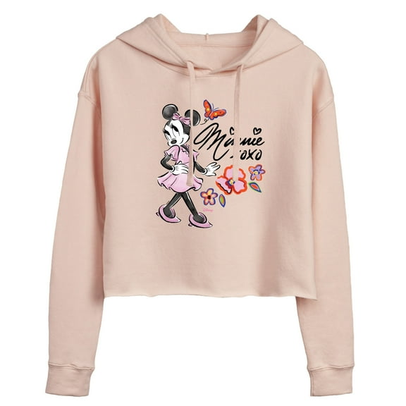 Disney - Minnie Mouse  - Juniors Cropped Pullover Hoodie