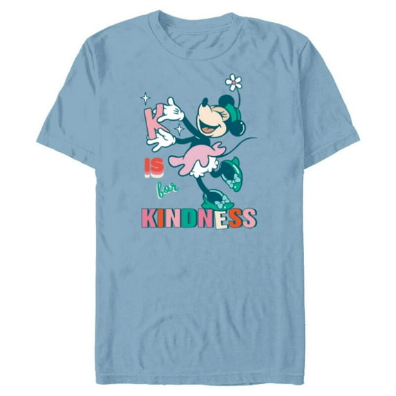 Disney Minnie Mouse K is for Kindness - Short Sleeve Blended T-Shirt for Adults - Customized-Ocean Blue