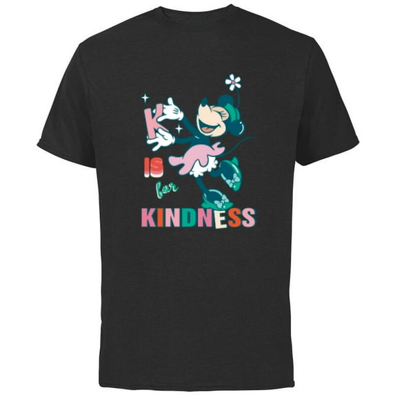 Disney Minnie Mouse K is for Kindness - Short Sleeve Cotton T-Shirt for Adults - Customized-Black