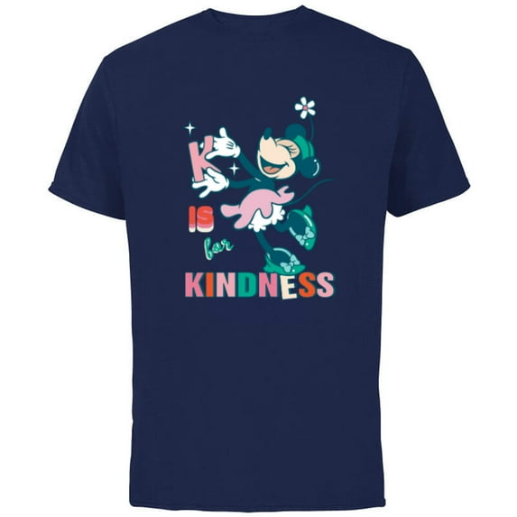 Disney Minnie Mouse K is for Kindness - Short Sleeve Cotton T-Shirt for Adults - Customized-Navy
