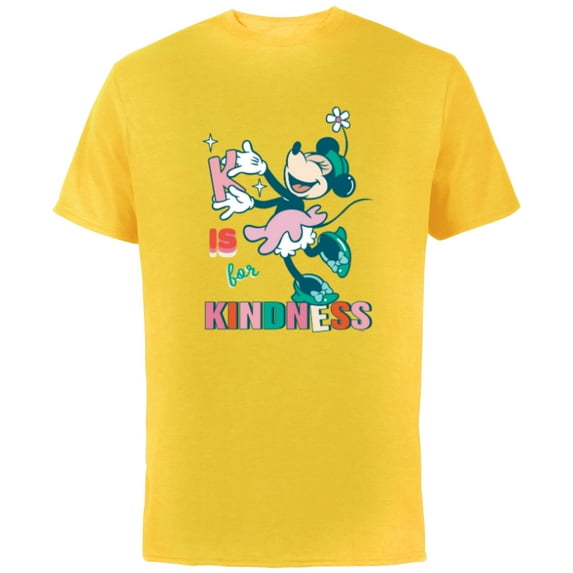 Disney Minnie Mouse K is for Kindness - Short Sleeve Cotton T-Shirt for Adults - Customized-Yellow