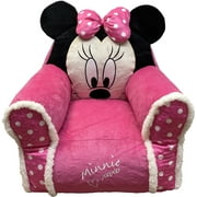 Disney Minnie Mouse Kids Figural Bean Bag Chair with Sherpa Trimming, Multi-Color