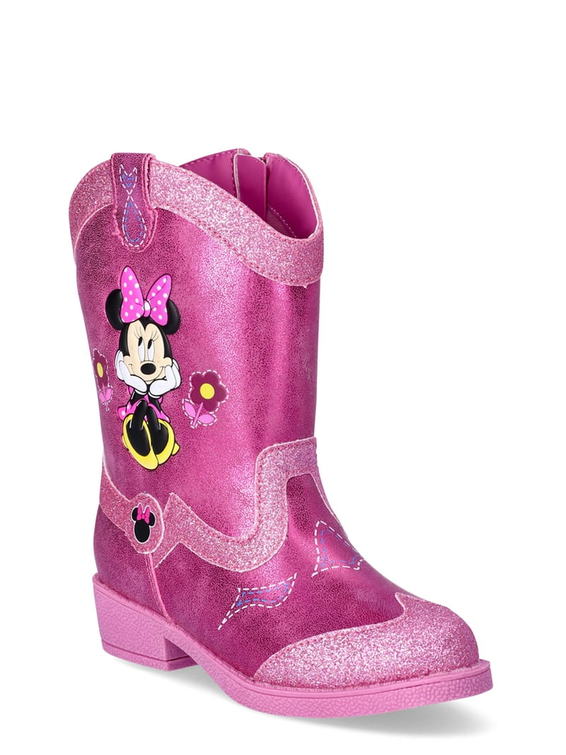 Minnie Mouse Kids Cowboy Boots Western Pink Fuchsia Glittery