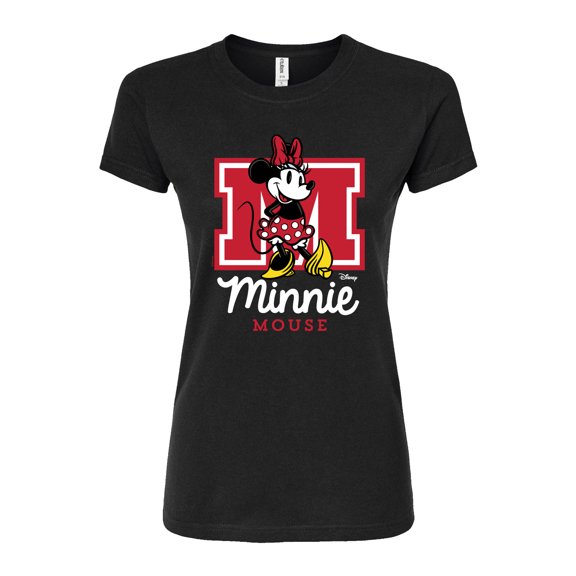 Disney - Minnie Mouse - Large Collegiate M - Juniors Fitted Graphic T-Shirt