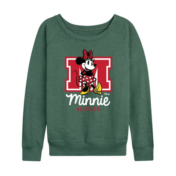 Disney - Minnie Mouse - Large Collegiate M - Women's Lightweight French Terry Long Sleeve Shirt