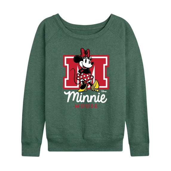 Disney - Minnie Mouse - Large Collegiate M - Women's Lightweight French Terry Long Sleeve Shirt