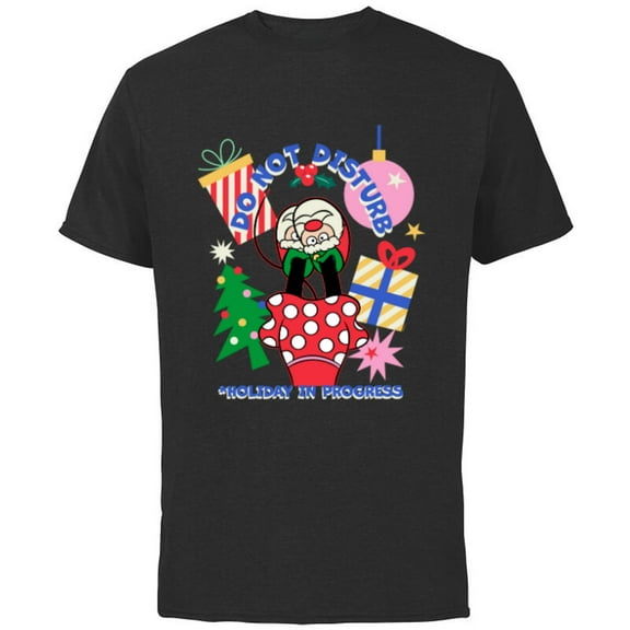 Disney Minnie Mouse Legs Christmas Holiday Do Not Disturb - Short Sleeve Cotton T-Shirt for Adults - Customized-Black