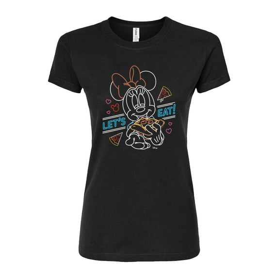 Disney - Minnie Mouse - Let's Eat Pizza - Juniors Fitted Graphic T-Shirt