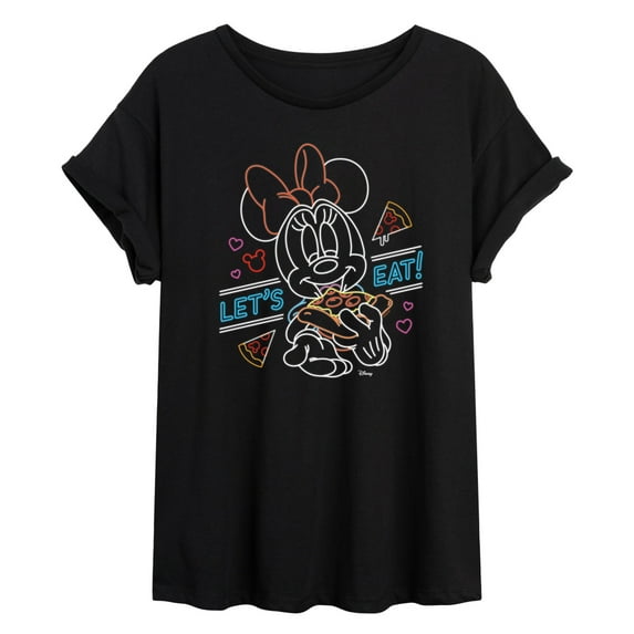 Disney - Minnie Mouse - Let's Eat Pizza - Juniors Ideal Flowy Muscle T-Shirt