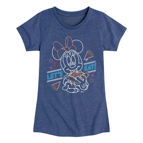 Disney - Minnie Mouse - Let's Eat Pizza - Toddler & Youth Girls Short Sleeve Graphic T-Shirt