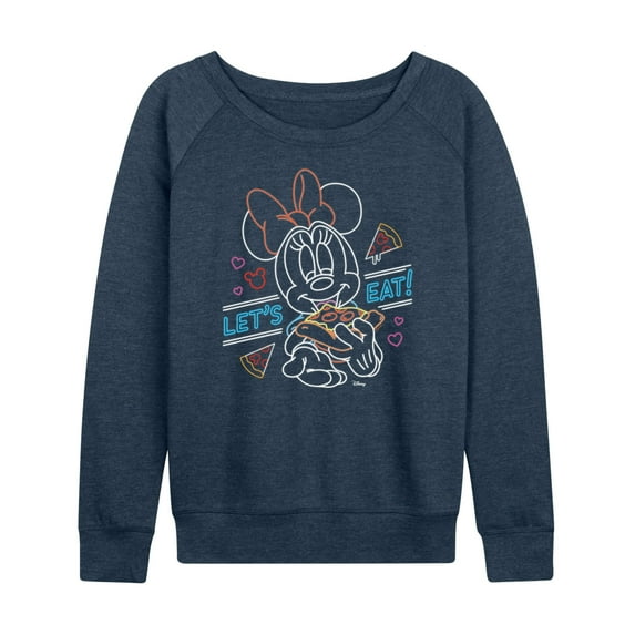 Disney - Minnie Mouse - Let's Eat Pizza - Women's Lightweight French Terry Long Sleeve Shirt