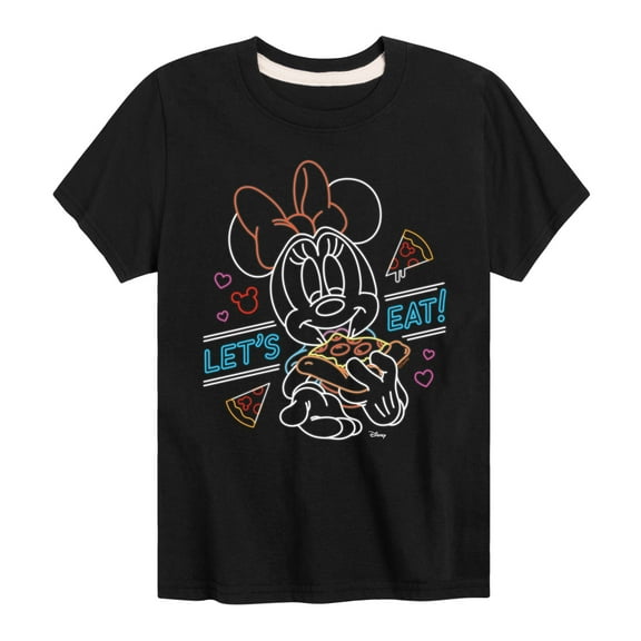 Disney - Minnie Mouse - Let's Eat Pizza - Youth Short Sleeve Graphic T-Shirt