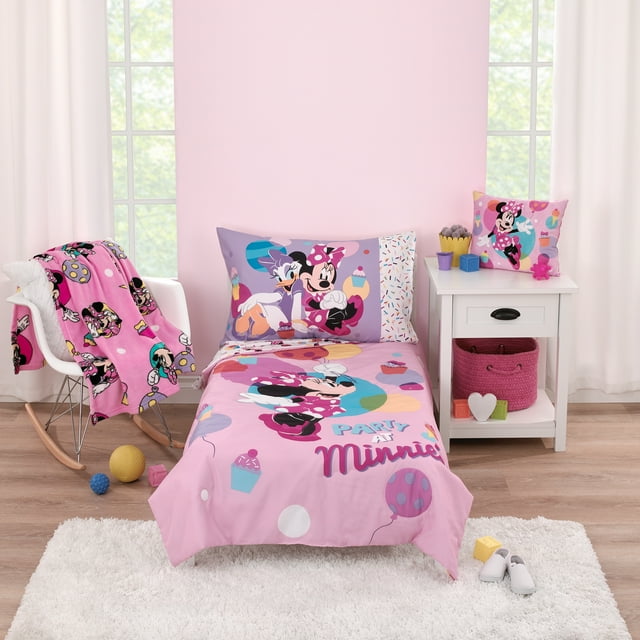 Disney Minnie Mouse Let's Party Toddler Bed Set with Comforter and