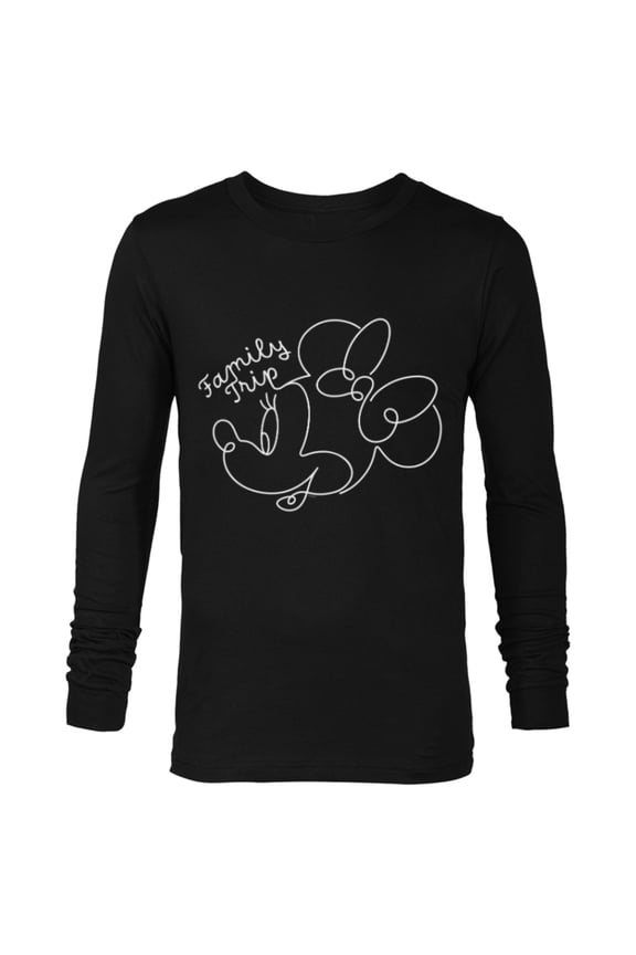 Minnie Mouse Line Drawing Family Trip Vacation - Long Sleeve T-Shirt for Men - Customized-Black