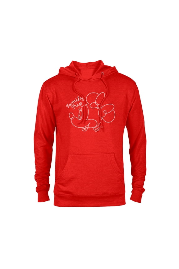 Minnie Mouse Line Drawing Family Trip Vacation 2024 - Pullover Hoodie for Adults - Customized-Red