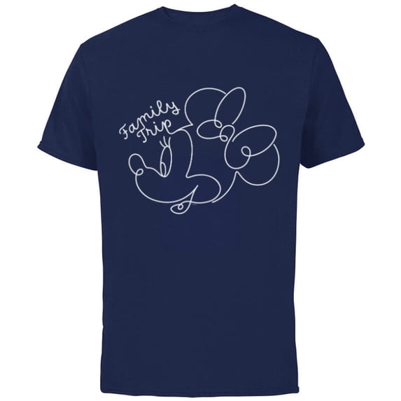 Disney Minnie Mouse Line Drawing Family Trip Vacation - Short Sleeve Cotton T-Shirt for Adults - Customized-Navy