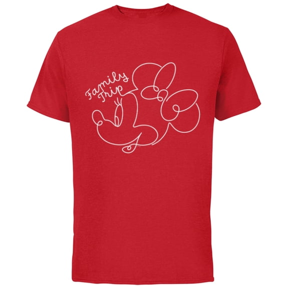 Disney Minnie Mouse Line Drawing Family Trip Vacation - Short Sleeve Cotton T-Shirt for Adults - Customized-Red