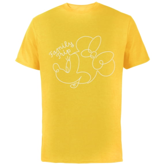 Disney Minnie Mouse Line Drawing Family Trip Vacation - Short Sleeve Cotton T-Shirt for Adults - Customized-Yellow