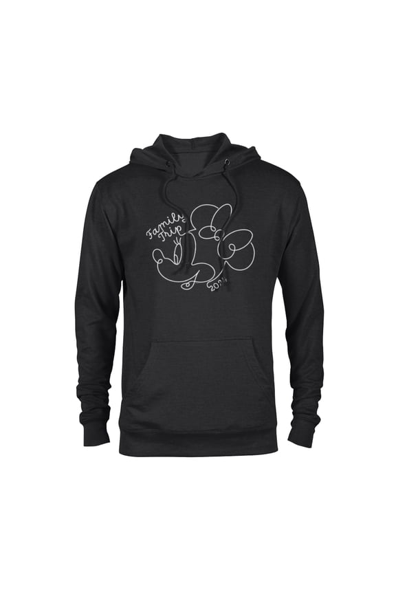 Minnie Mouse Line Drawing Family Trip Vacation 2024 - Pullover Hoodie for Adults - Customized-Black