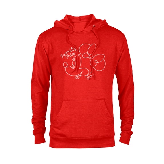 Disney Minnie Mouse Line Drawing Family Trip Vacation 2024 - Pullover Hoodie for Adults - Customized-Red