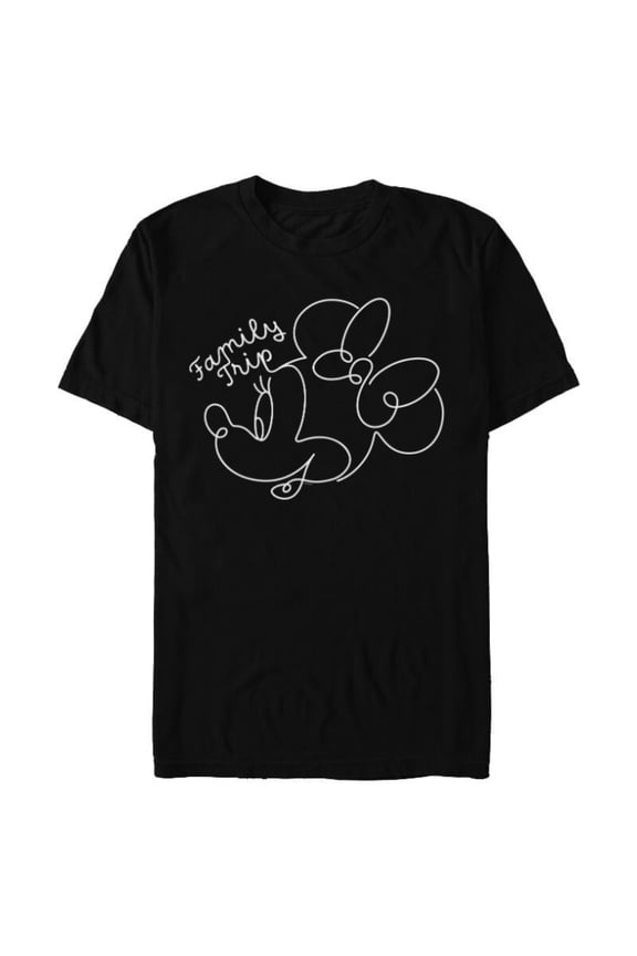 Minnie Mouse Line Drawing Family Trip Vacation - Short Sleeve Blended T-Shirt for Adults - Customized-Black