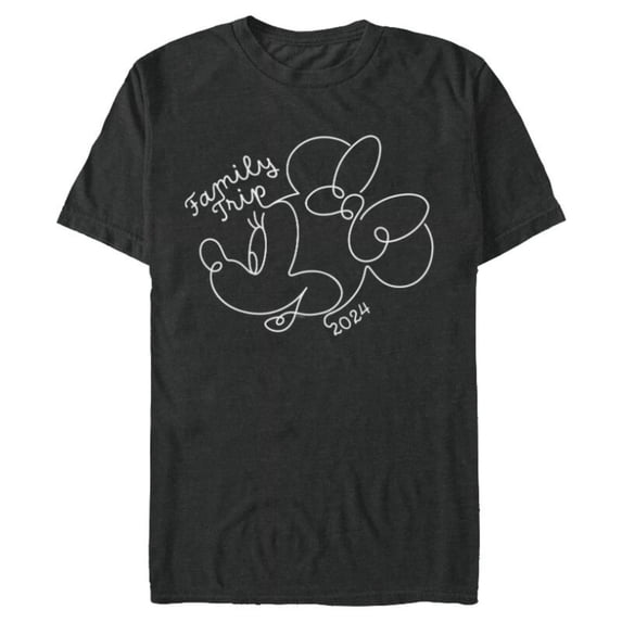 Disney Minnie Mouse Line Drawing Family Trip Vacation 2024 - Short Sleeve Blended T-Shirt for Adults - Customized-Dark Heather