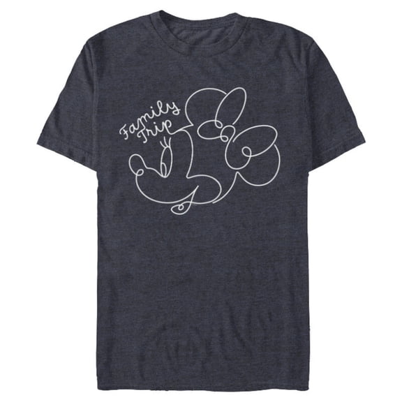 Disney Minnie Mouse Line Drawing Family Trip Vacation - Short Sleeve Blended T-Shirt for Adults - Customized-Navy Heather