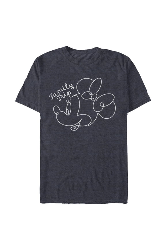 Minnie Mouse Line Drawing Family Trip Vacation - Short Sleeve Blended T-Shirt for Adults - Customized-Navy Heather