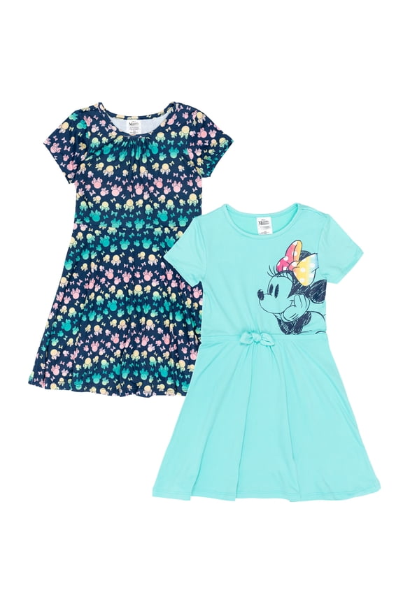 Minnie Mouse Little Girls 2 Pack Skater Dresses Little Kid to Big Kid