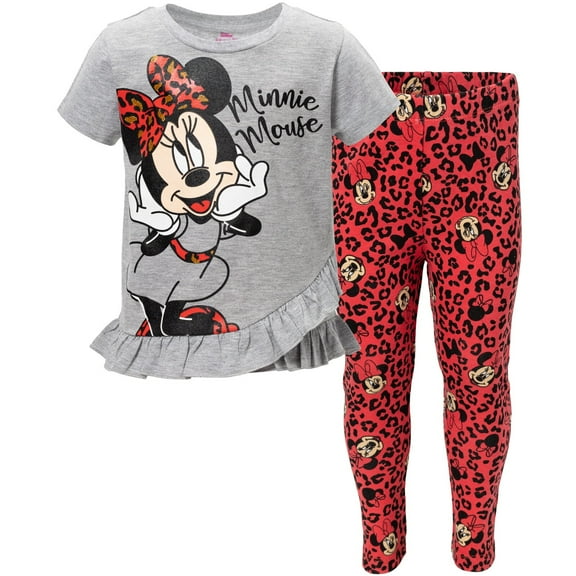 Disney Minnie Mouse Little Girls Crossover T-Shirt and Leggings Outfit Set Infant to Little Kid