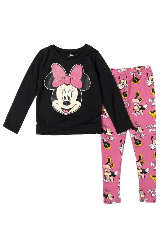 Minnie Mouse Little Girls Crossover T-Shirt and Leggings Outfit Set Infant to Little Kid