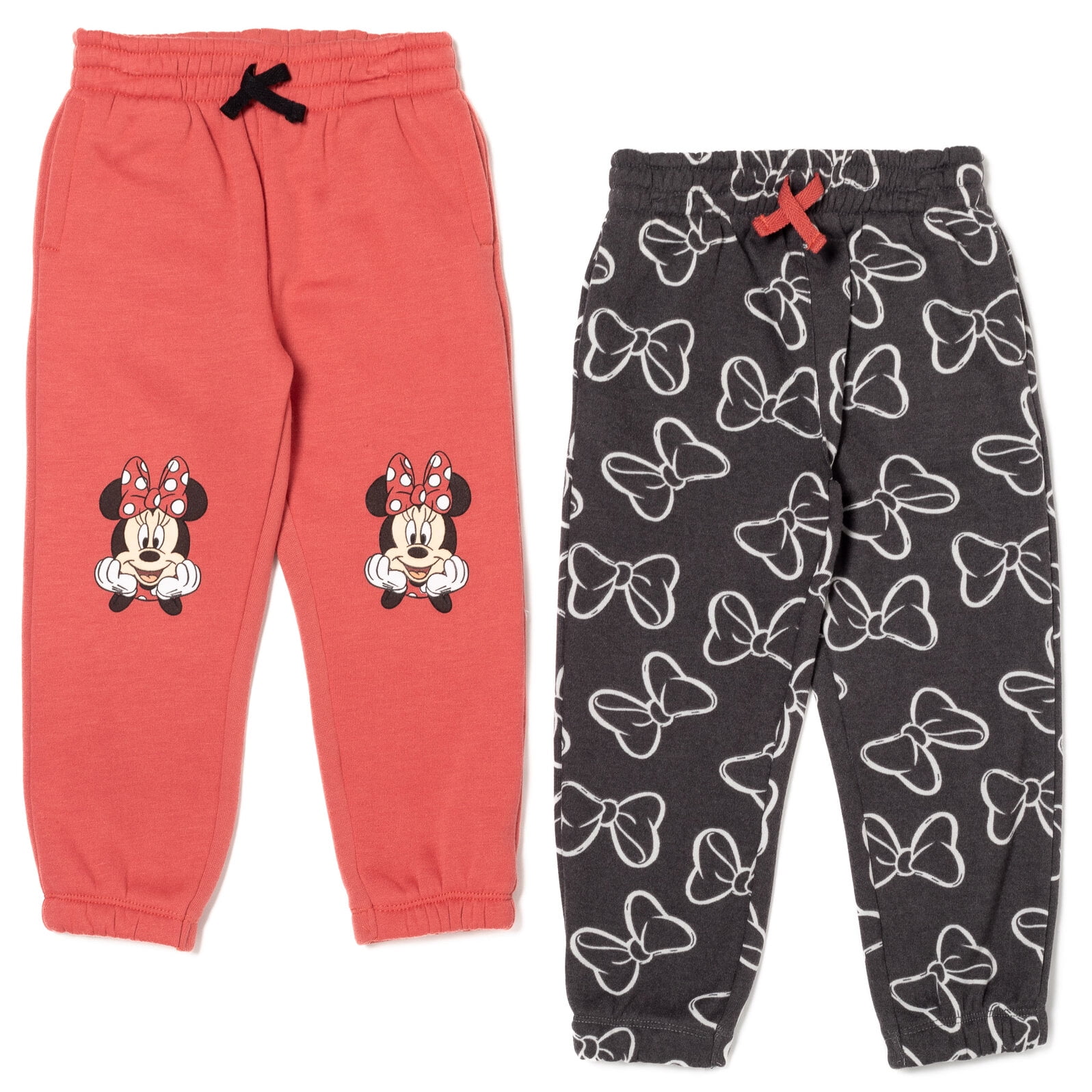 Disney Minnie Mouse Little Girls Fleece 2 Pack Jogger Pants Toddler to  Little Kid