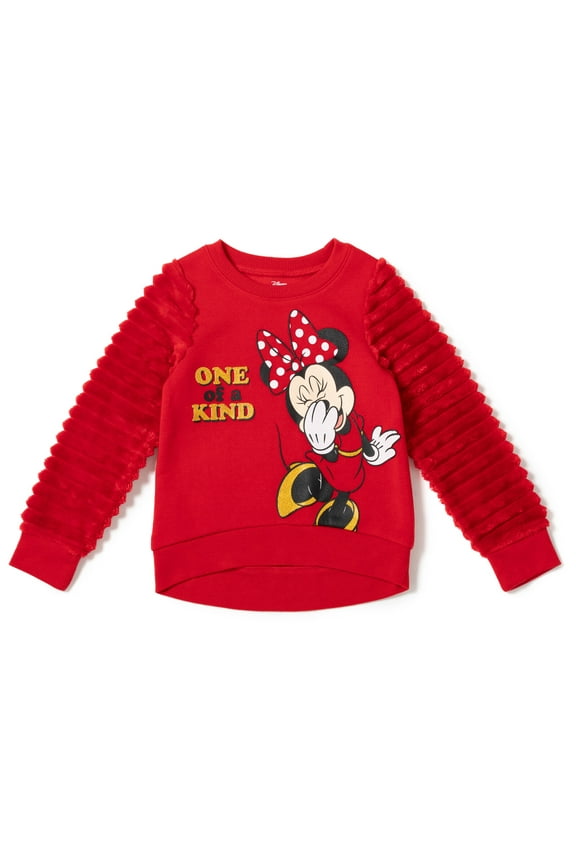 Minnie Mouse Little Girls Fleece Fur Sweatshirt Toddler to Big Kid