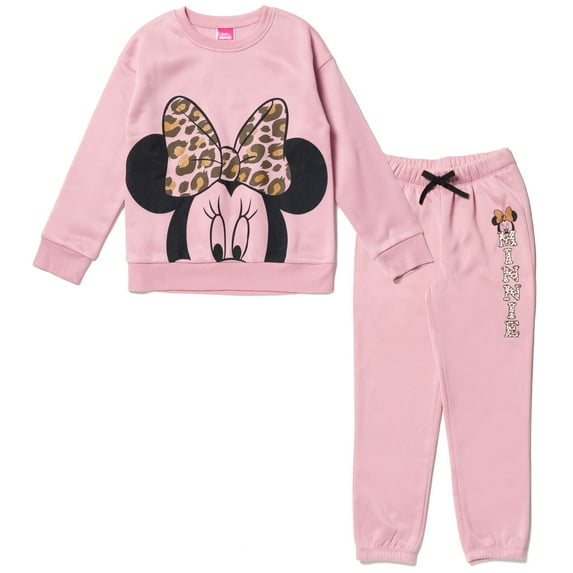 Disney Minnie Mouse Little Girls Fleece Sweatshirt and Jogger Pants Little Kid to Big Kid