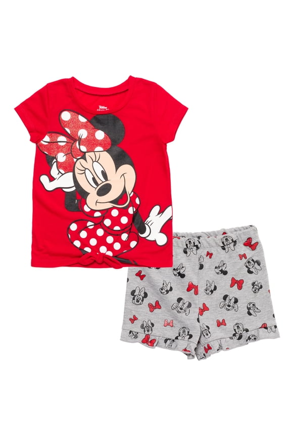 Minnie Mouse Little Girls' 2-Piece T-Shirt and Shorts Set Minnie Mouse Red