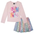 thumbnail image 1 of Disney Minnie Mouse Little Girls' Long Sleeve Tee and Sequin Skirt Set Pastel Pink, 1 of 6