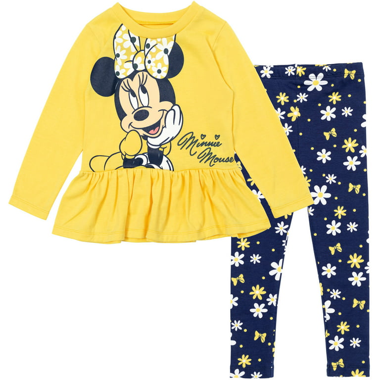 Disney Minnie Mouse Little Girls Peplum T-Shirt and Leggings Outfit Set