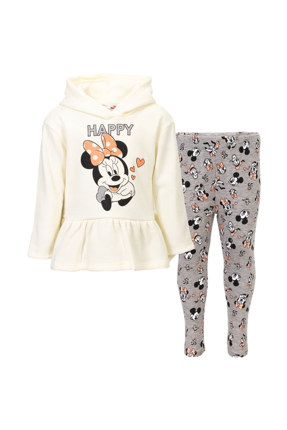 Minnie Mouse Little Girls Pullover Fleece Hoodie and Leggings Outfit Set Infant to Big Kid