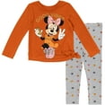 thumbnail image 1 of Disney Minnie Mouse Little Girls T-Shirt and Leggings Outfit Set Brown / Grey Polka Dots 5, 1 of 5