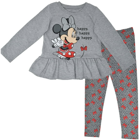 Disney Minnie Mouse Little Girls T-Shirt and Leggings Outfit Set Infant to Big Kid