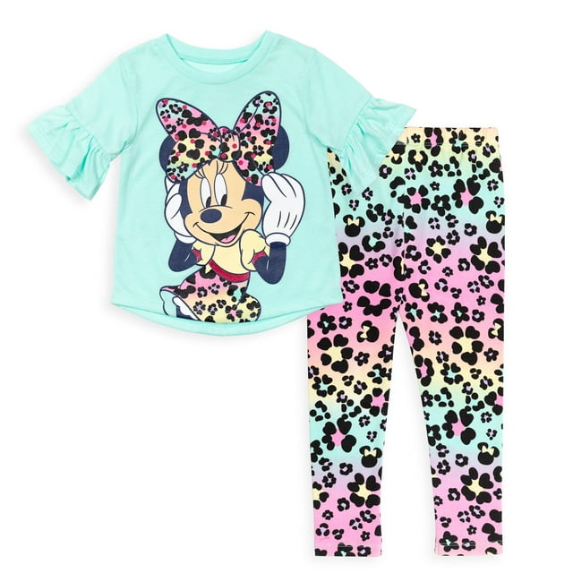 Disney Minnie Mouse Little Girls T-Shirt and Leggings Outfit Set Infant to Big Kid