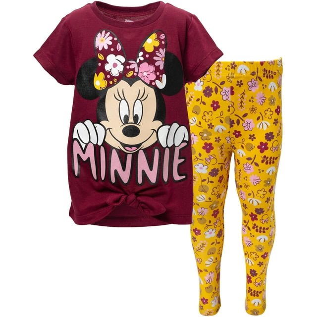 Disney Minnie Mouse Little Girls T-Shirt and Leggings Outfit Set Infant to Little Kid